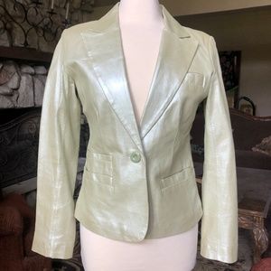 Bernardo Green metallic Leather Blazer